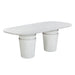 TOV Furniture Margot faux plaster concrete dining table in light gray, suitable for indoor and outdoor use, with a sleek modern design.