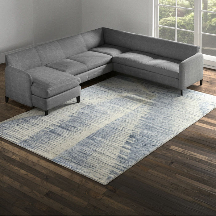 8' X 12' Abstract Hand Knotted Distressed Area Rug - Ivory