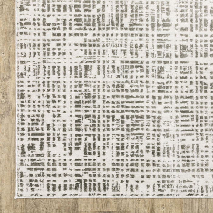 7' x 10' Abstract Power Loom Area Rug - White And Gray