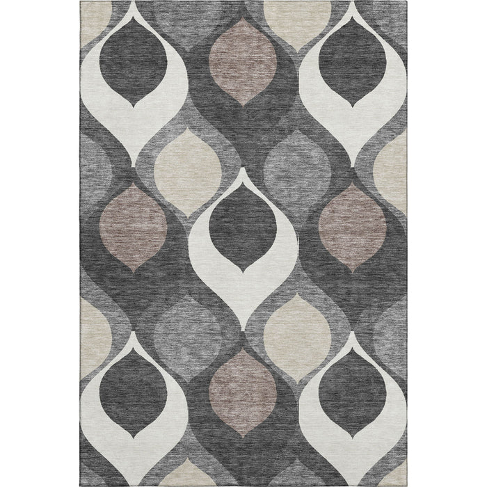 9' X 12' Ogee Washable Area Rug With UV Protection - Gray
