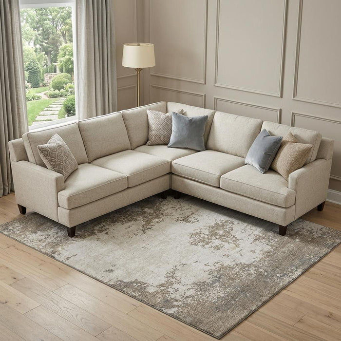 10' X 14' Abstract Washable Area Rug With UV Protection (680681) - Taupe / Beige