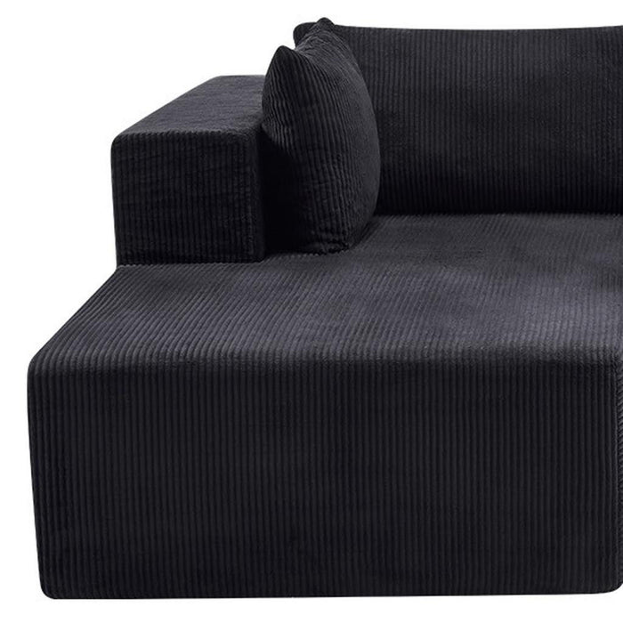Corduroy Modular Sofa Chaise With Toss Pillows (723850) - Black