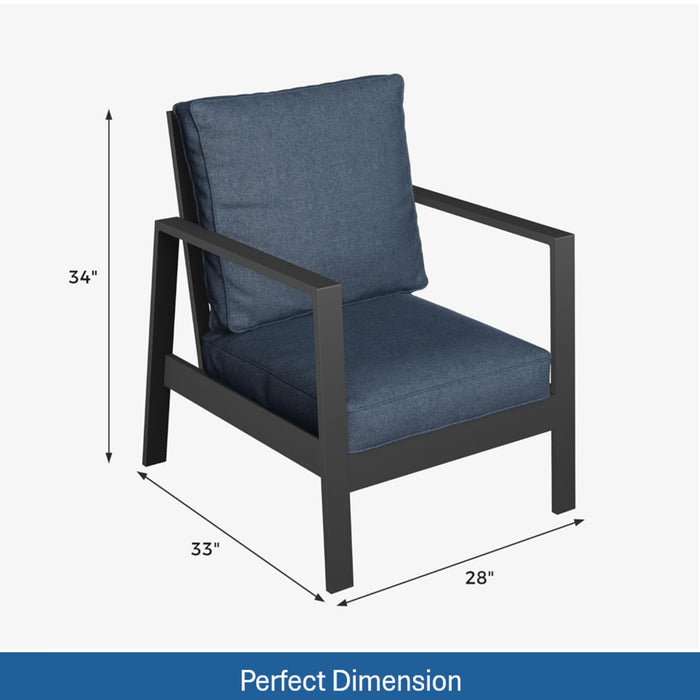 Giga all-weather ergonomic patio armchairs with thick cushions, set of 2, featuring sturdy frames and comfortable seating for outdoor use.