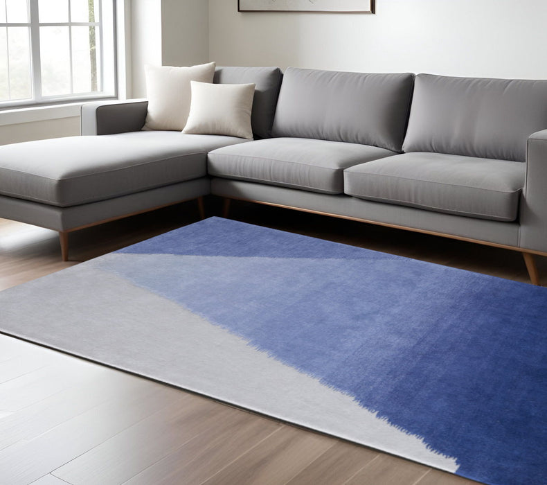 8' X 10' Geometric Hand Tufted Area Rug - Blue And Gray