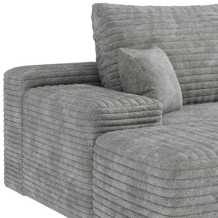 107" 2 Piece Living Room Set Corduroy Modular Compression Foam Sofa With Ottoman Toss Pillows - Gray