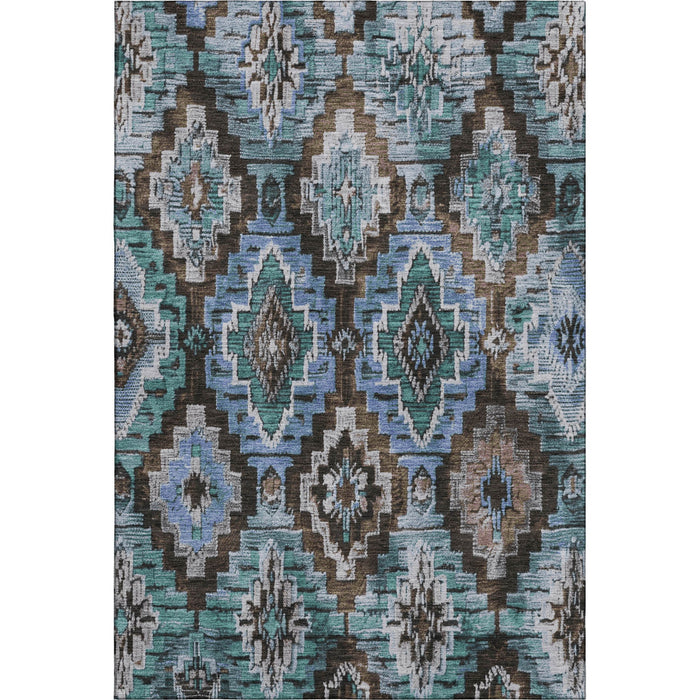 10' X 14' Washable Area Rug With UV Protection (707107) - Brown / Blue