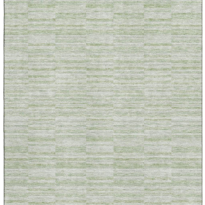 10' X 14' Striped Washable Area Rug With UV Protection - Sage And Ivory
