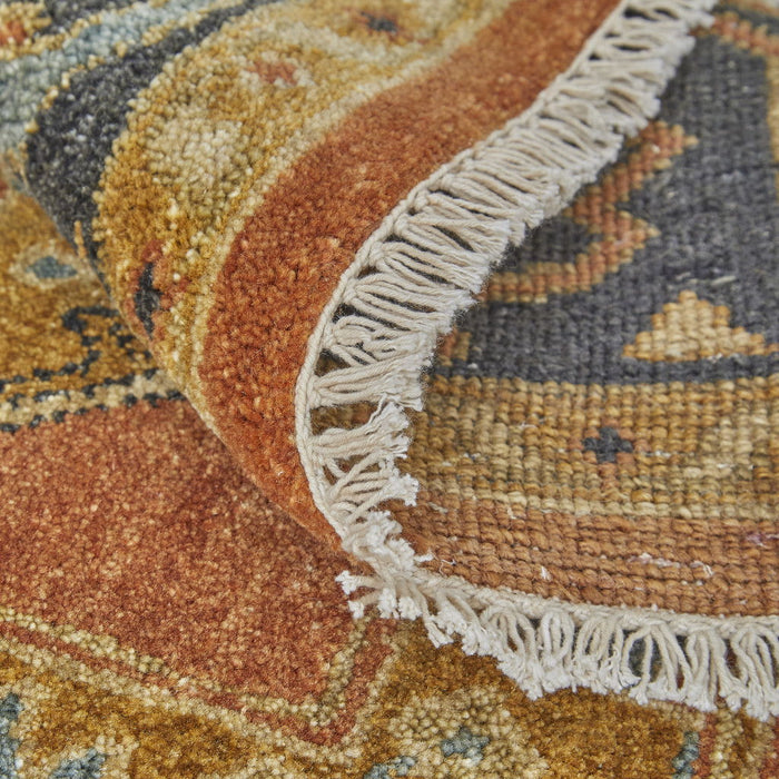 5' x 8' Wool Floral Hand Knotted Stain Resistant Area Rug - Tan Orange And Brown