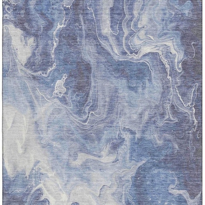 10' X 14' Abstract Washable Area Rug With UV Protection (697242) - Navy Blue / Ivory