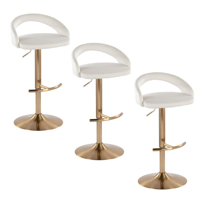 Grotto - Upholstered Adjustable Barstool - Gold Metal Base