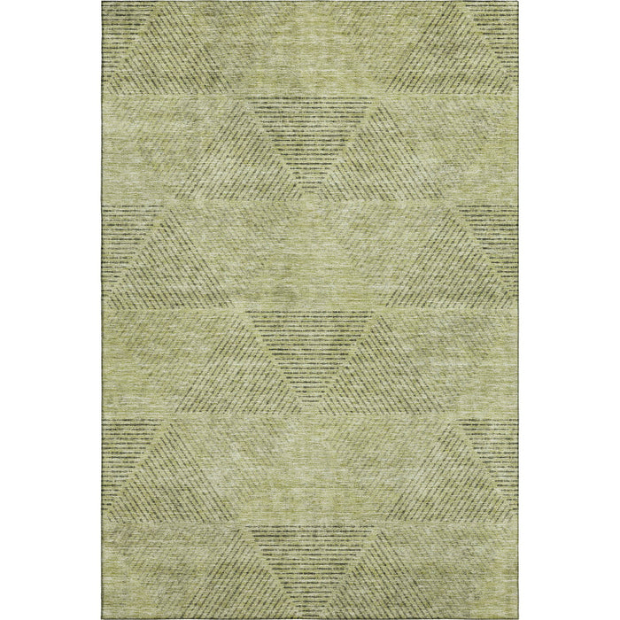 8' X 10' Transitional Geometric Washable Area Rug With UV Protection - Artichoke Green