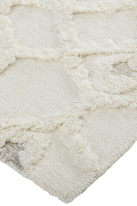 8' x 10' Wool Geometric Tufted Handmade Stain Resistant Area Rug - Ivory Taupe And Tan