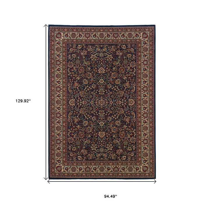 8' X 11' Oriental Area Rug - Blue And Red