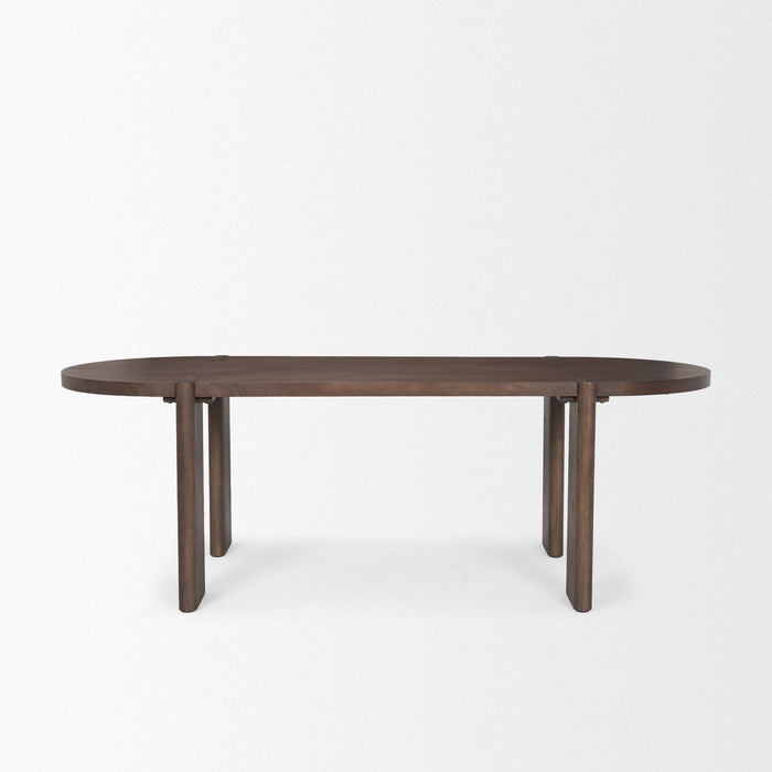 91" Wood Oval Dining Room Table - Brown