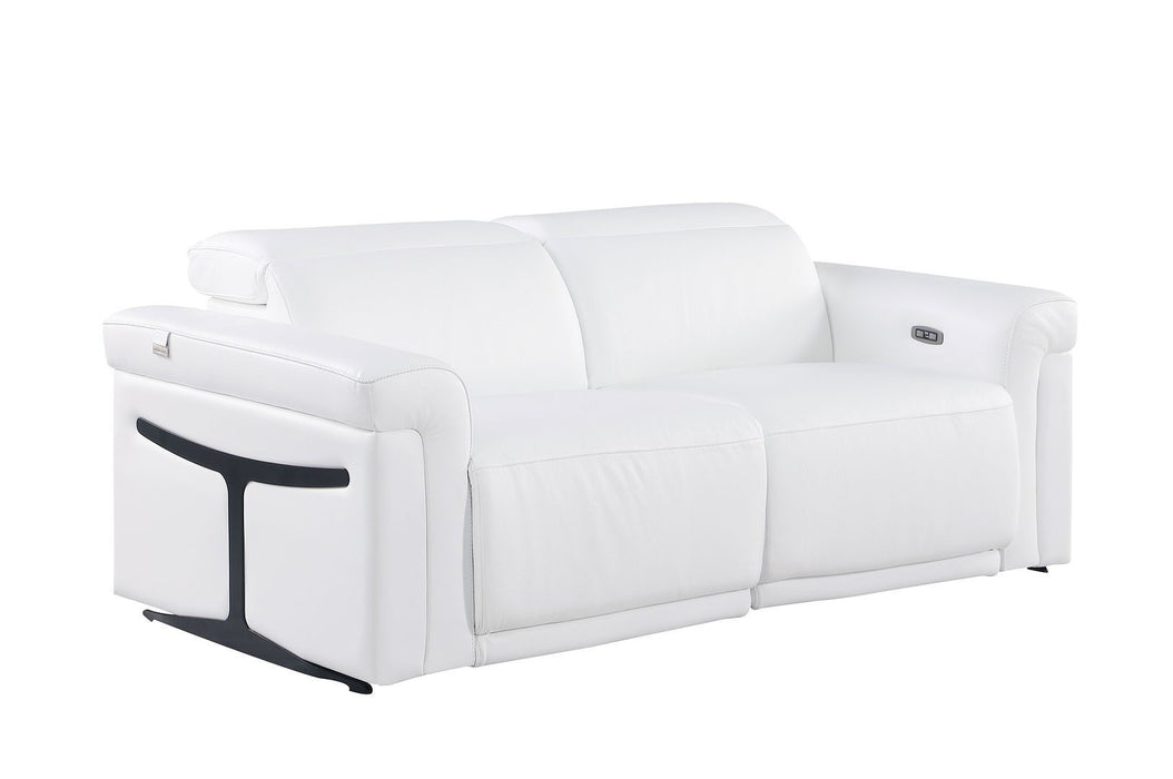Italian Leather Power Reclining Loveseat (720489) - White / Black