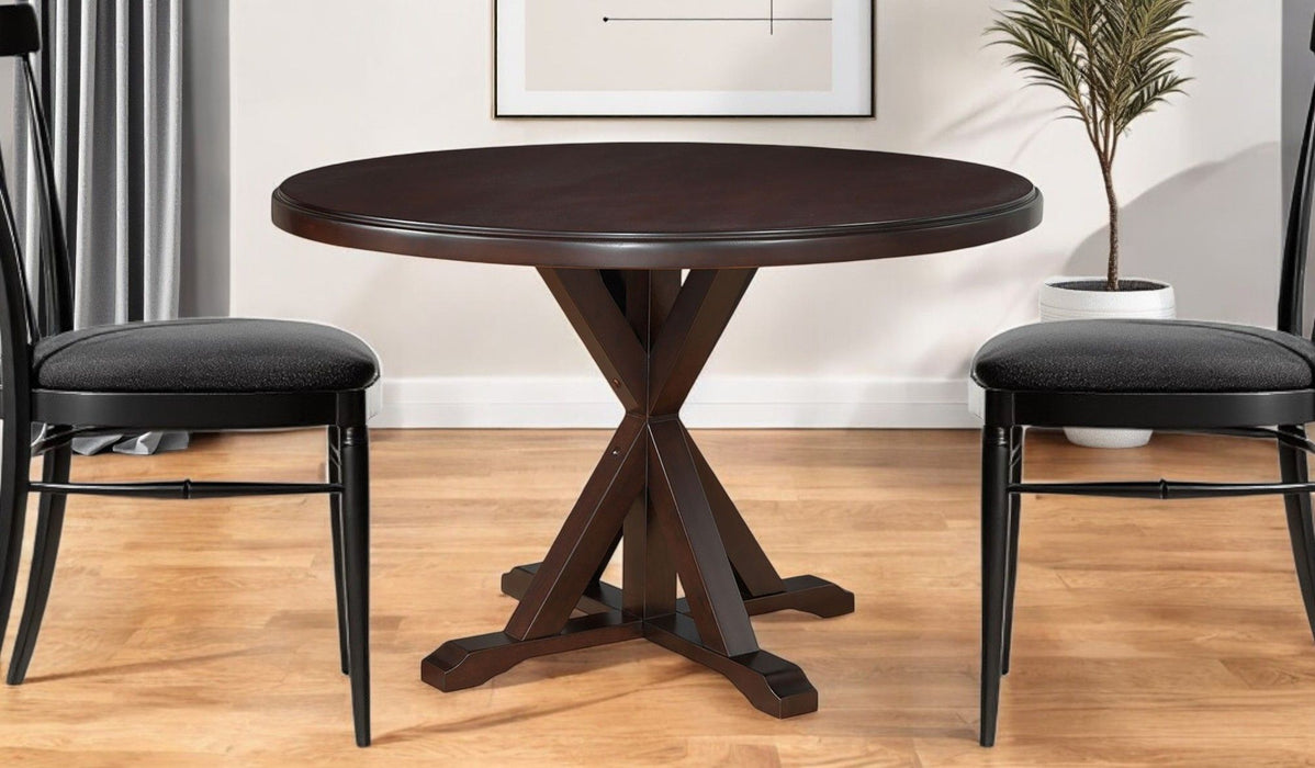 48" Rounded Solid Manufactured Wood Pedestal Base Dining Table - Espresso