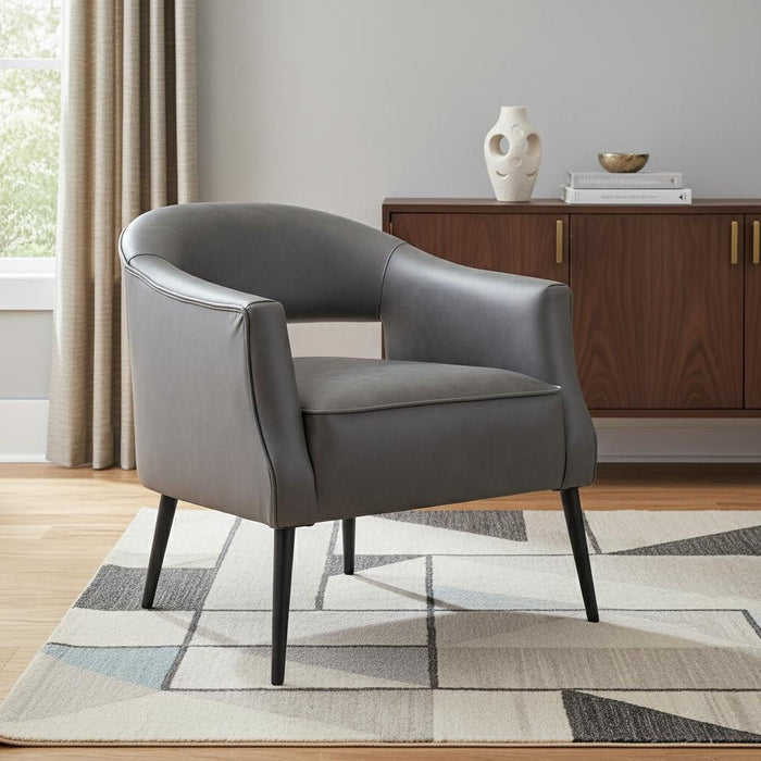 Faux Leather Arm Chair - Gray And Gold