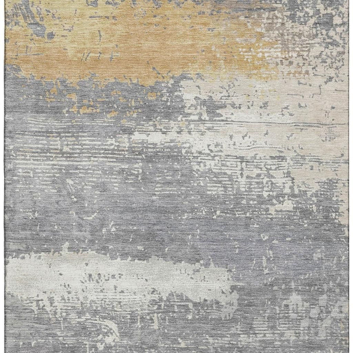 10' X 14' Abstract Washable Area Rug With UV Protection (701081) - Gold / Gray / Ivory
