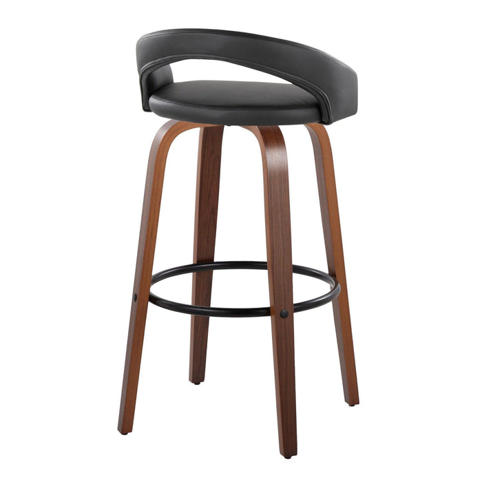Grotto - Upholstered Fixed-Height Barstool (Set of 2) - Walnut Wood
