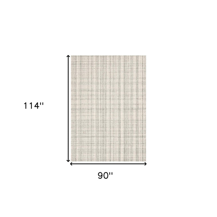 8' X 10' Wool Plaid Hand Tufted Area Rug - Ivory And Gray