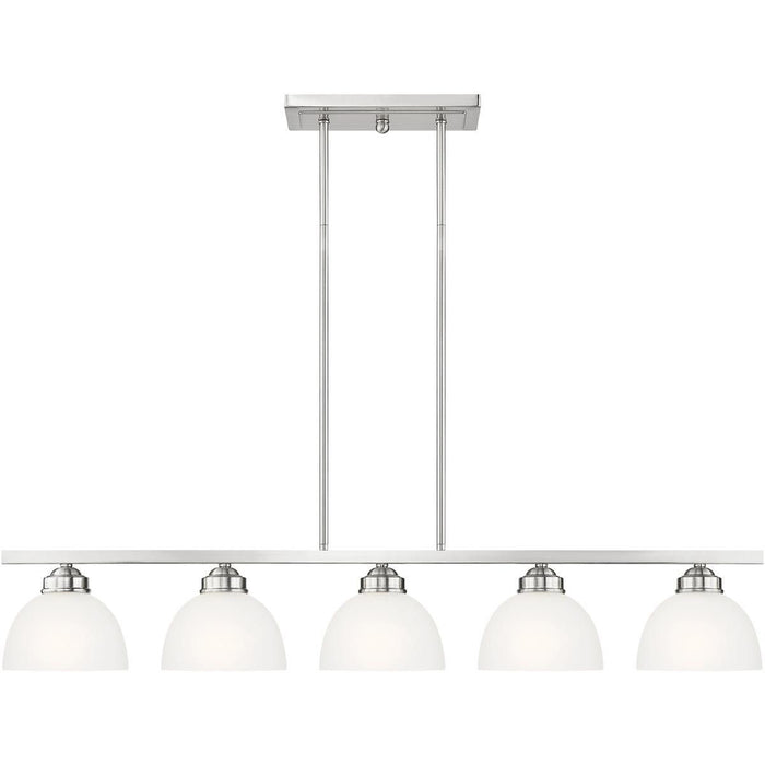 8" Five Light Dimmable Chandelier With Shades - Nickel