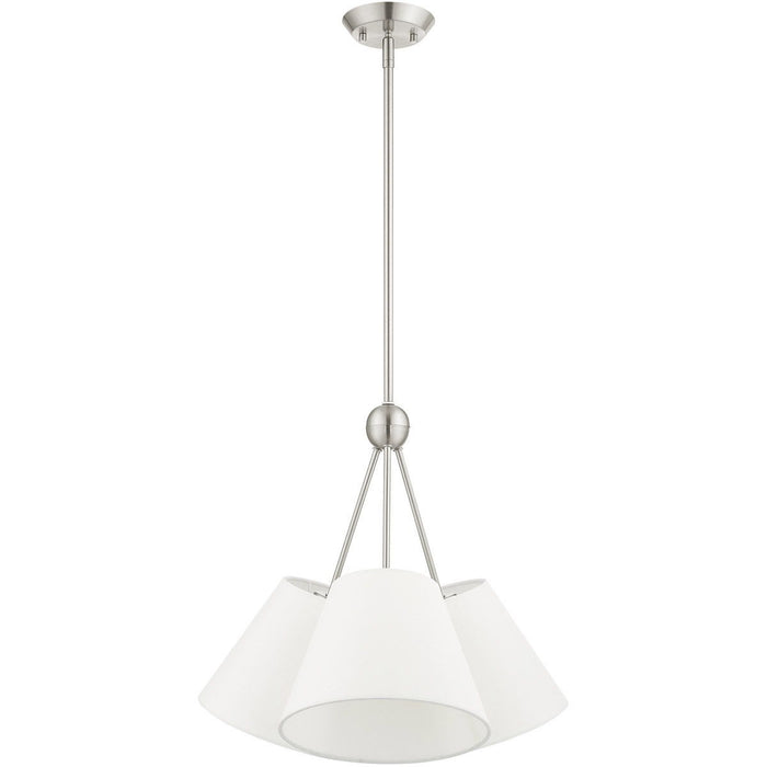 21'' Three-Light Dimmable Chandelier With Shades - Nickel