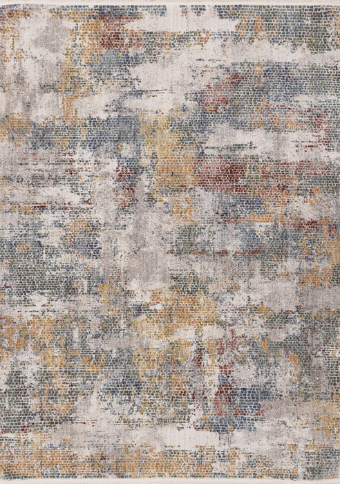 8' X 10' Abstract Area Rug (660208) - Cream / Blue / Yellow
