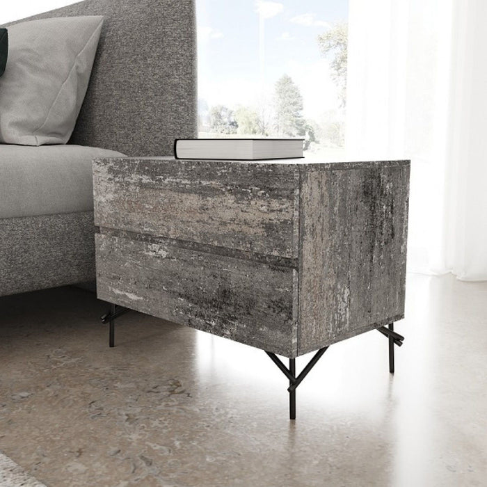 Two Drawer Nightstand - Distressed Gray