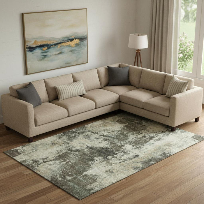 10' X 14' Abstract Washable Area Rug With UV Protection (716936) - Brown / Beige