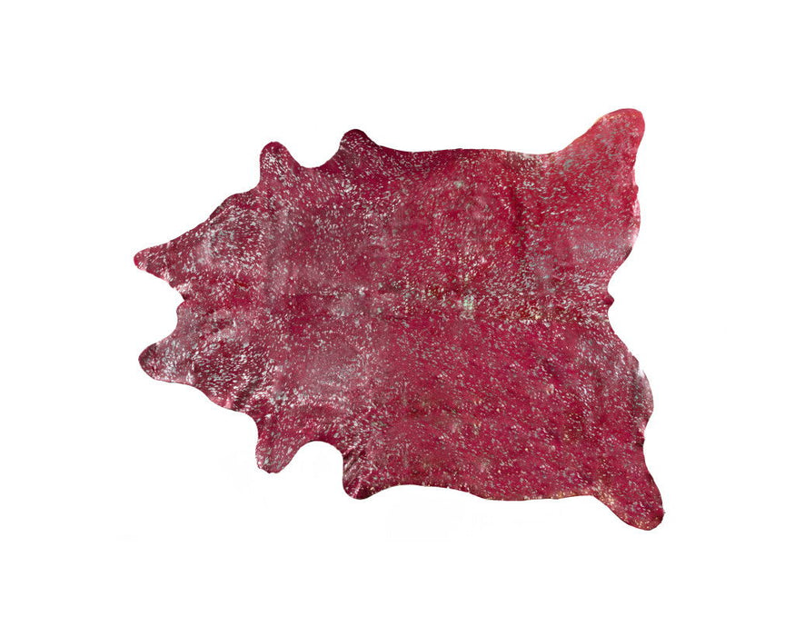 5' x 7' Cowhide Hand Knotted Area Rug - Red And Silver