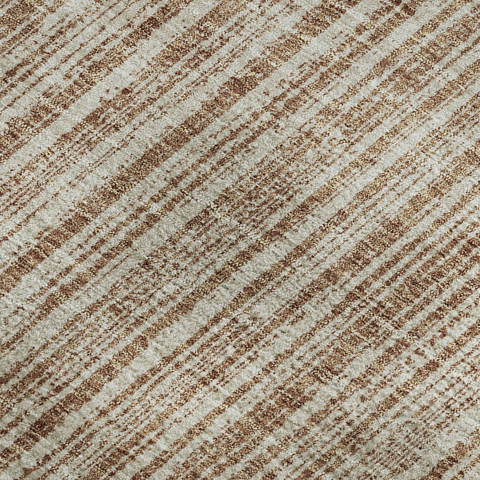 10' X 14' Striped Washable Area Rug With UV Protection - Rust And Beige