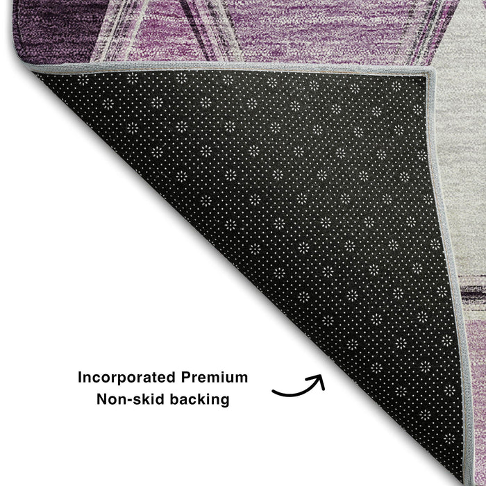 10' X 14' Geometric Washable Area Rug With UV Protection (657647) - Merlot / Gray / Ivory