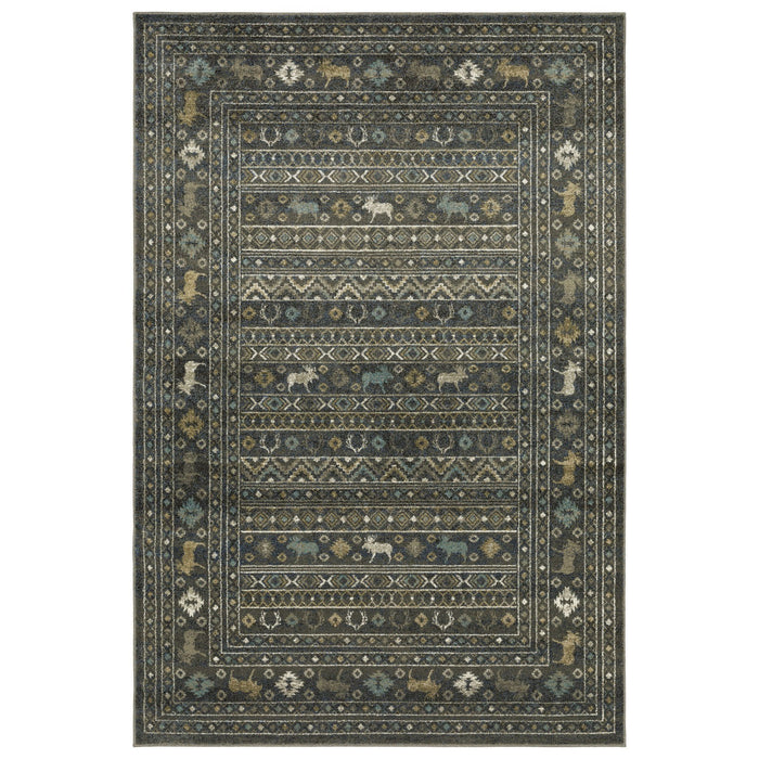 8' X 10' Southwestern Area Rug - Blue And Gold