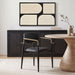 Black upholstered dining arm chair with vegan leather and black legs by Meridian Furniture, showcasing comfortable, modern design.