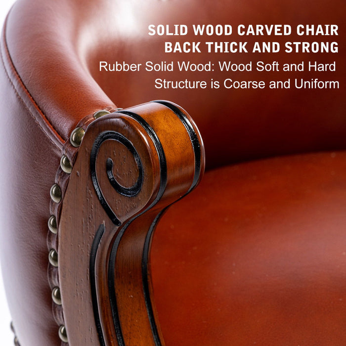 Giga wooden bar stool with 26-inch seat height, 360-degree swivel, back support, ideal for home kitchen counters.