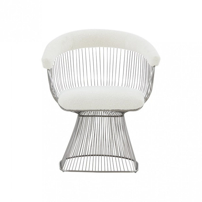 Fabric Steel Windsor Back Dining Side Chair - White