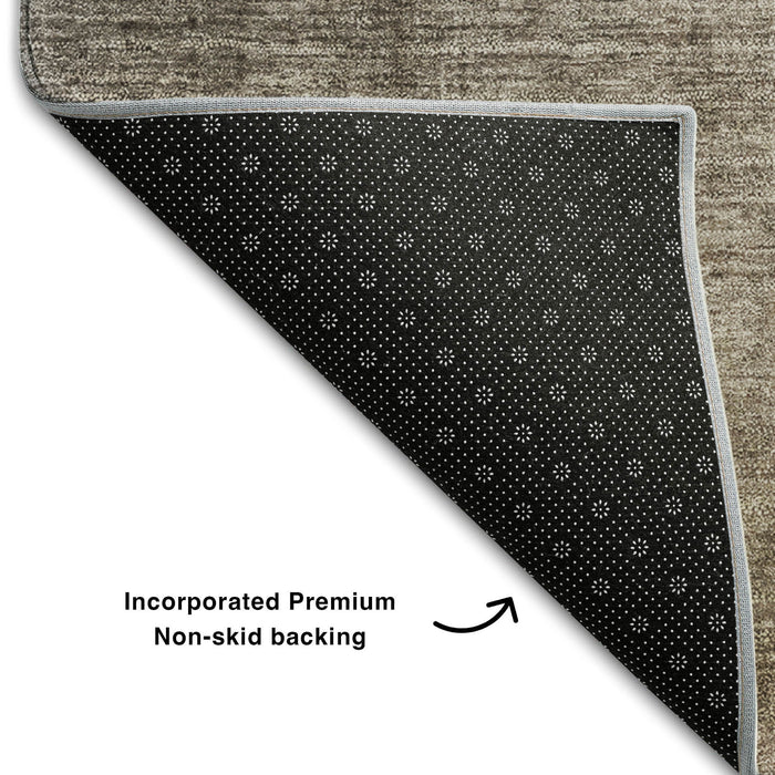 9' X 12' Ombre Washable Area Rug With UV Protection (649671) - Gray / Brown