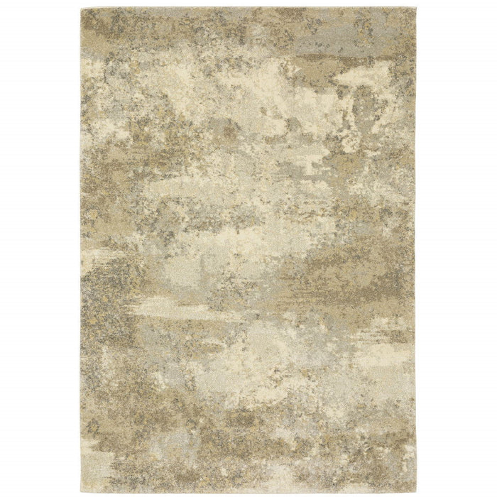 10' x 13' Abstract Power Loom Area Rug - Beige And Gold
