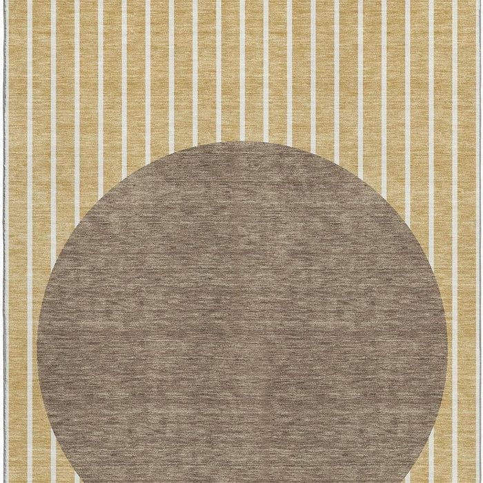 10' X 14' Striped Washable Area Rug With UV Protection (678335) - Wheat / Ivory / Brown