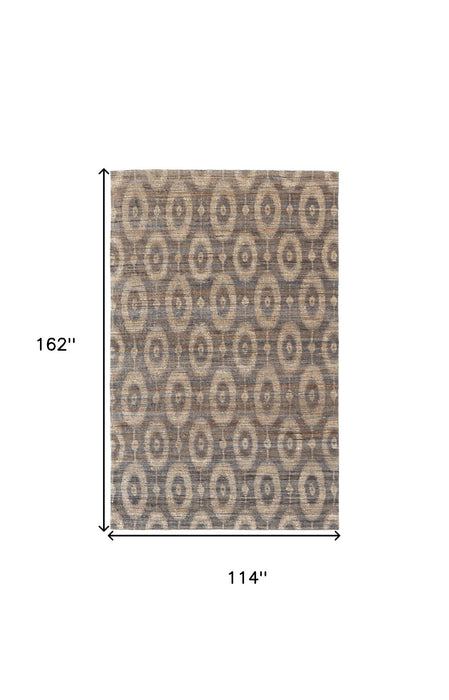 9' X 13' Geometric Hand Woven Area Rug - Taupe And Tan