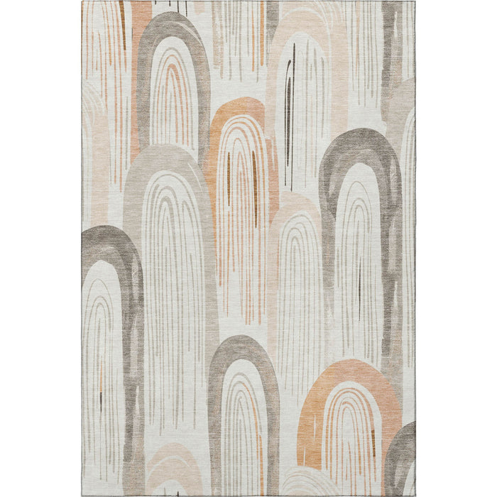 10' X 14' Geometric Washable Area Rug With UV Protection (694610) - Ivory / Peach / Taupe