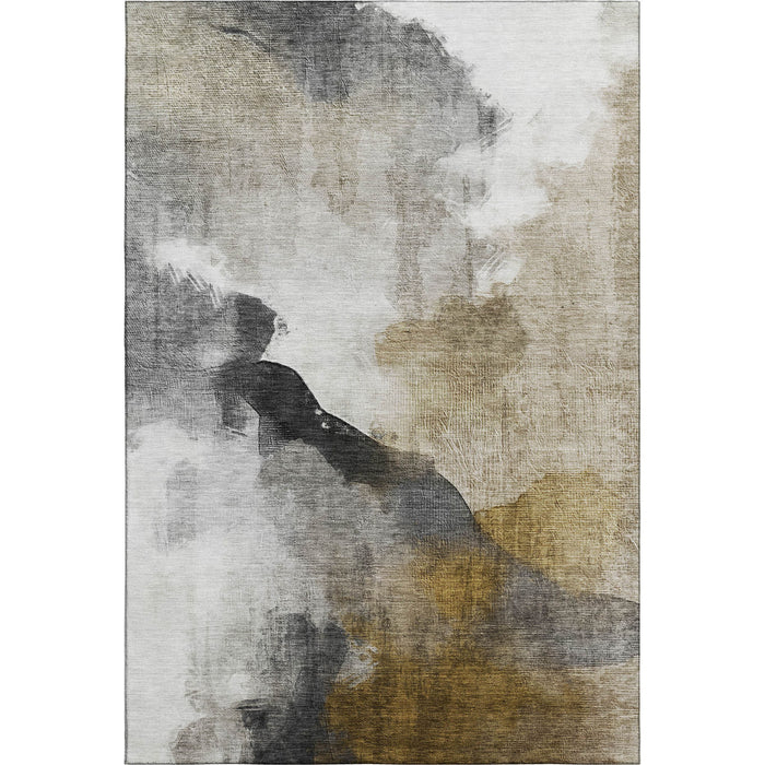10' X 14' Abstract Washable Area Rug With UV Protection (715669) - Brown / Ivory