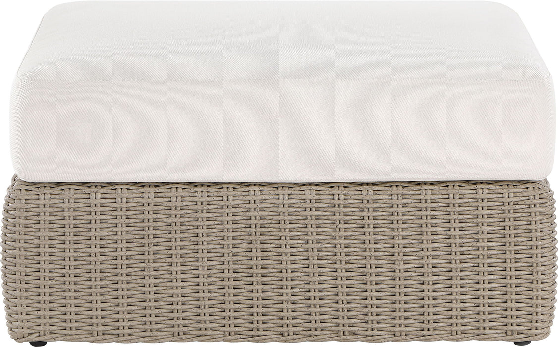 Seacrest - Olefin Water Resistant Fabric And Wicker Outdoor Patio Ottoman/Coffee Table
