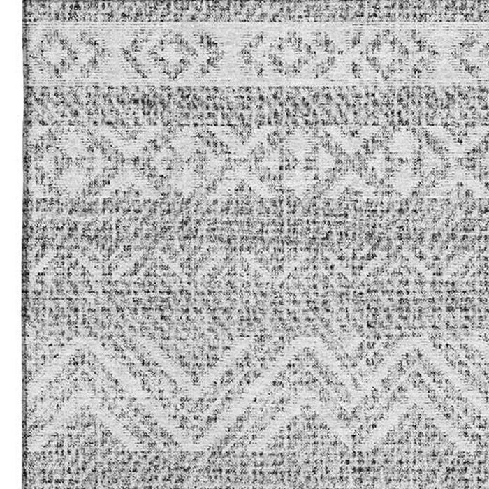 10' X 14' Southwestern Washable Area Rug With UV Protection - Gray And Silver