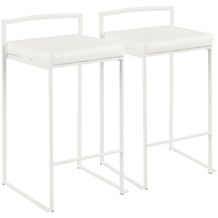 Fuji - Contemporary Stackable Counter Stool (Set of 2) - White Frame