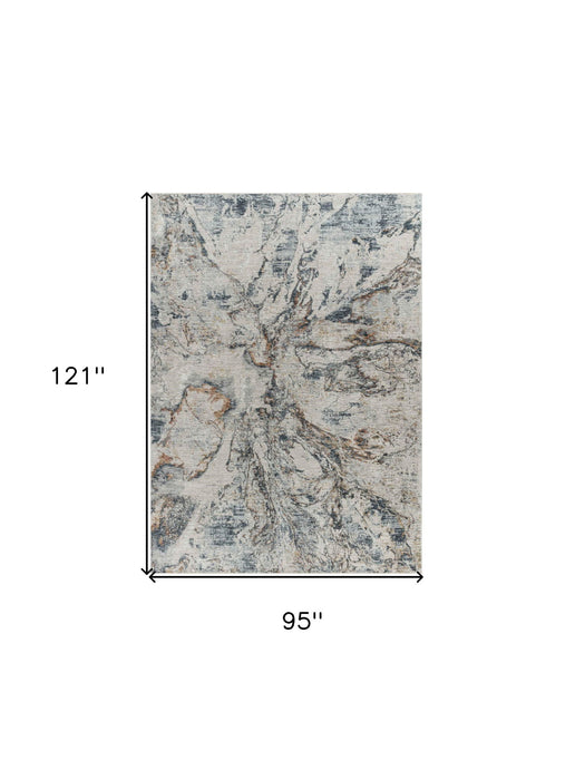 8' x 10' Abstract Power Loom Area Rug - Beige Blue