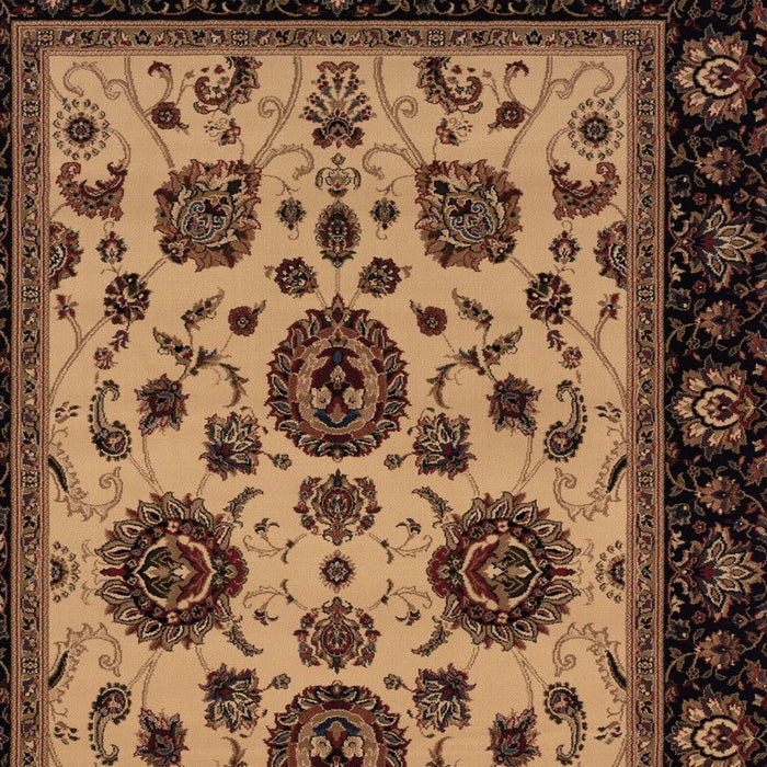 8' Oriental Square Rug - Ivory And Black
