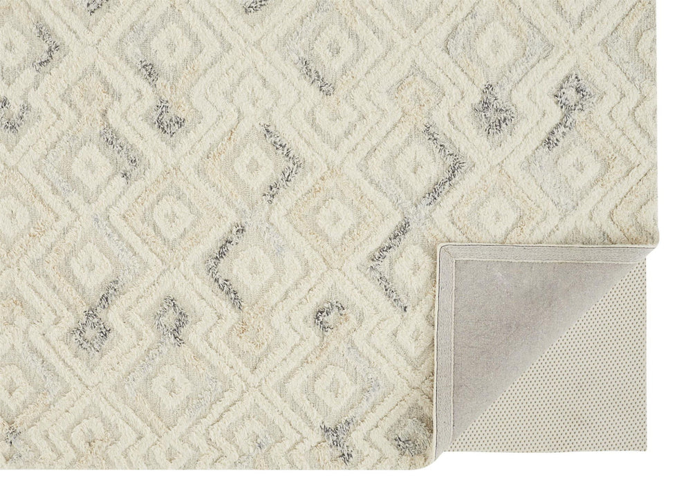 9' x 12' Wool Geometric Tufted Handmade Area Rug - Gray And Ivory