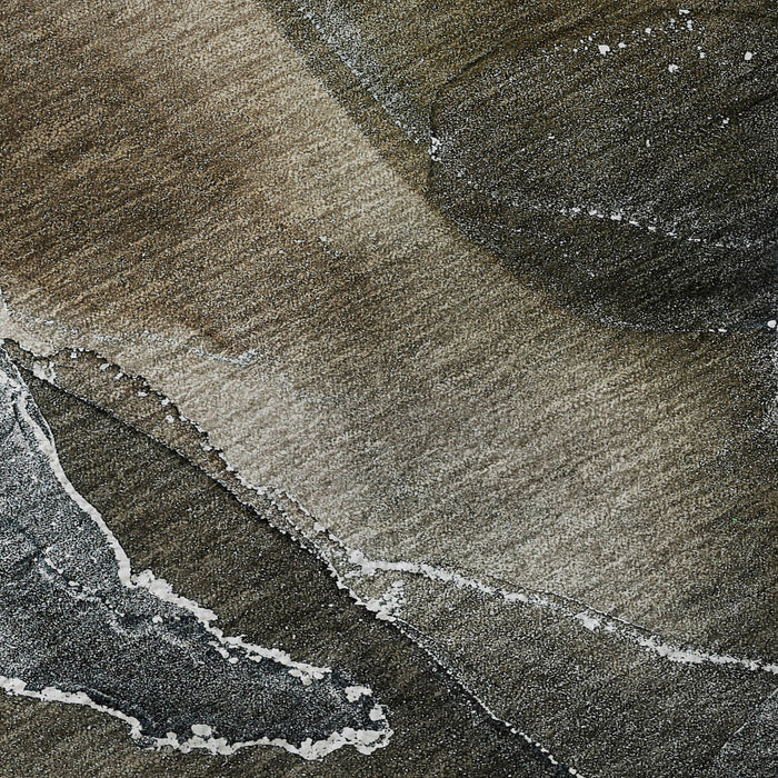 8' X 10' Abstract Washable Area Rug With UV Protection (646690) - Orange / Charcoal