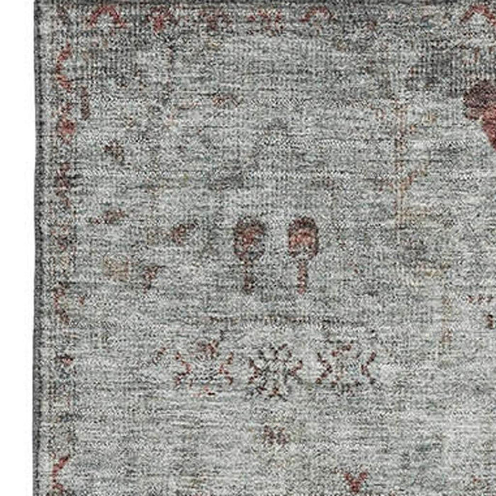 10' X 14' Oriental Washable Area Rug With UV Protection (709774) - Gray / Copper / Silver